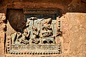 Old Bagan Myanmar. The Mingala Zedi. Well-preserved glazed Jataka plaques. 